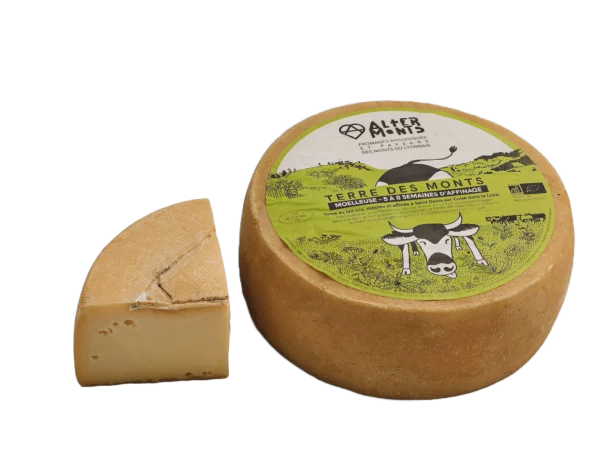 Tome "Terre des Monts" bio moelleuse - 16,20 € le kg - morceau de 1 kg max (= 1/2 tome)